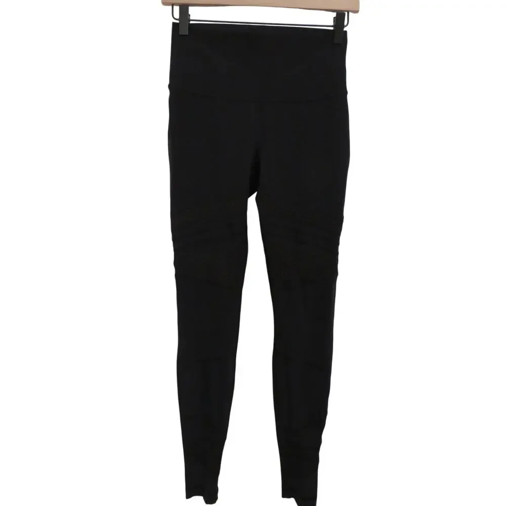 Lululemon Women Sz 6 Black Wunder Under Mesh Legging Athletic Sleek Sporty